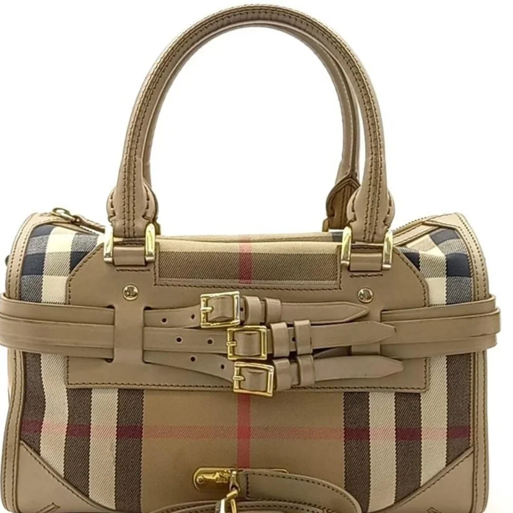 BURBERRY Beige Bridle House Check Handbag - Picture 2 of 16
